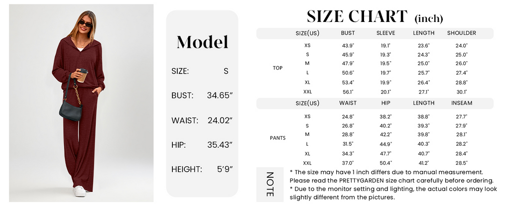 PRETTYGARDEN Women's 2 Piece Fall Lounge Sets Zip Up Hoodie Wide Leg Pants Tracksuit Matching Travel Outfits Clothes