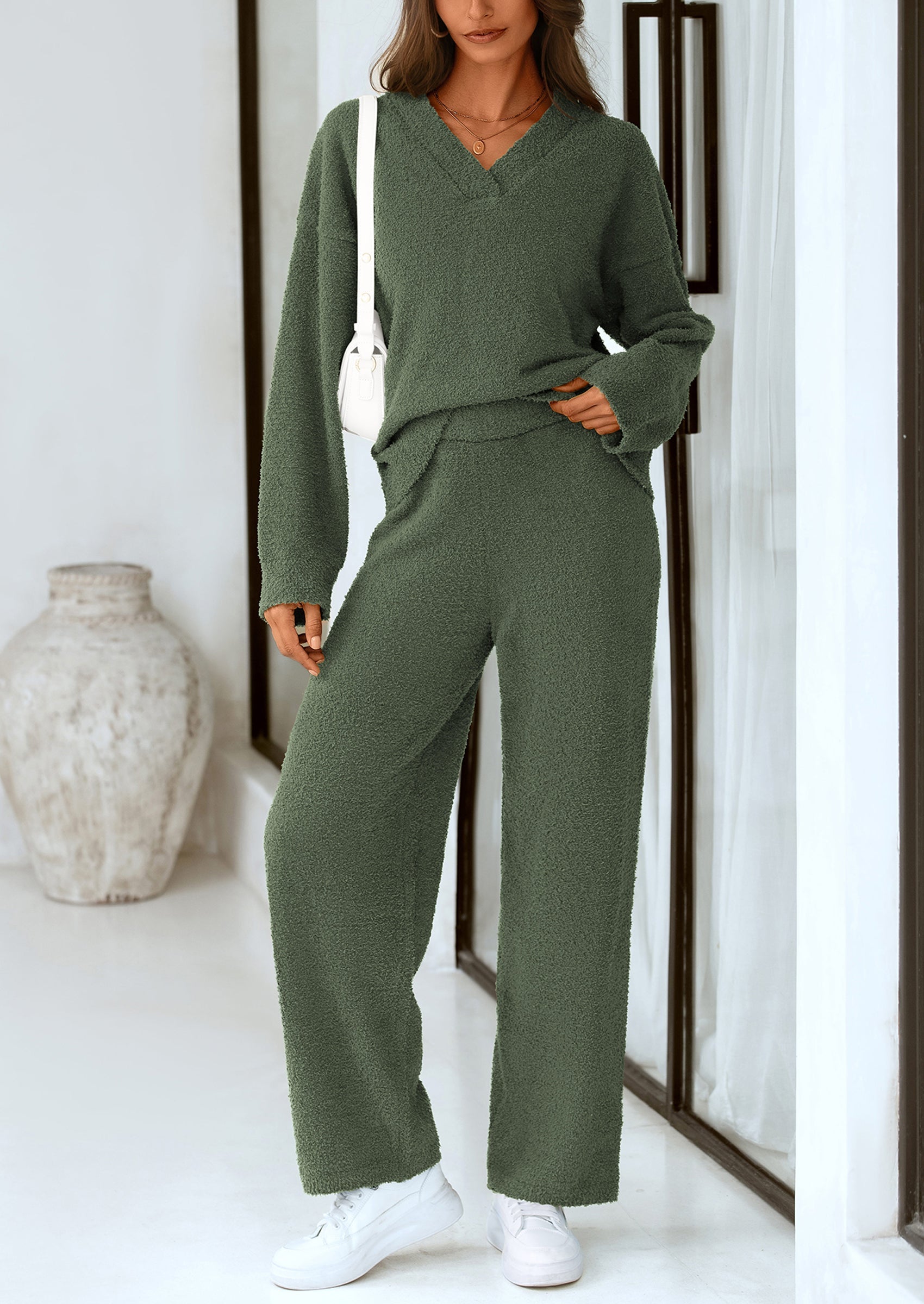 PRETTYGARDEN Lounge Sets for Women Two Piece Sweaters Pajama Set Fall Fashion Loungewear Outfits Matching Winter Clothes