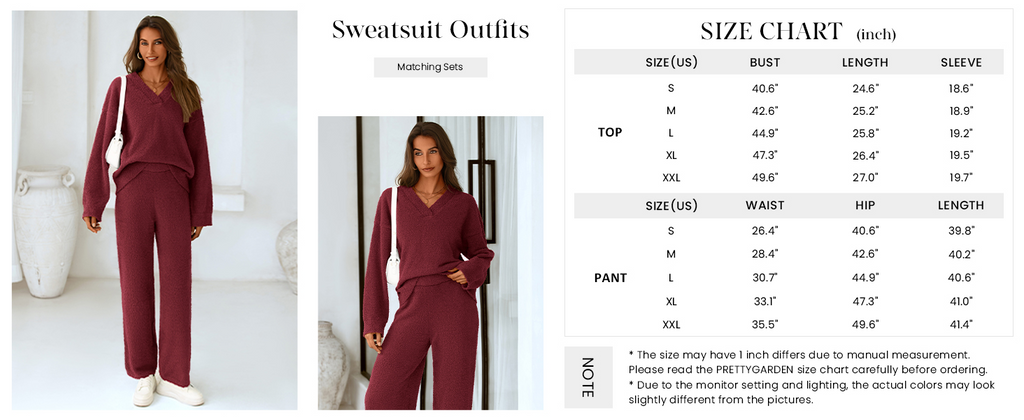 PRETTYGARDEN Lounge Sets for Women Two Piece Sweaters Pajama Set Fall Fashion Loungewear Outfits Matching Winter Clothes