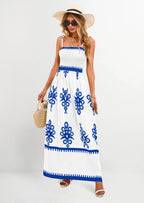 PRETTYGARDEN Summer Dress for Women Floral Sundress Spaghetti Strap Flowy Beach Vacation Boho Maxi Dresses