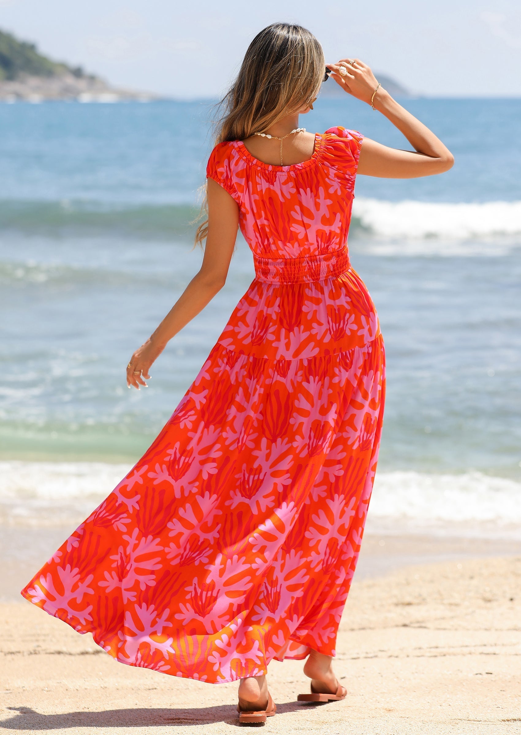 PRETTYGARDEN Women's Boho Maxi Dress Summer Cap Sleeve Long Flowy Beach Vacation Floral Sundresses Spring Resort Wear
