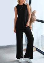 PRETTYGARDEN 2 Piece Set Loose Tank Top Wide Leg Pants Casual Matching Outfits Tracksuit