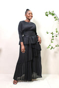 Elegant Black Pleated Set
