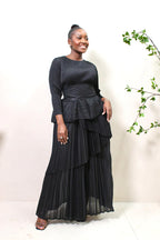 Elegant Black Pleated Set