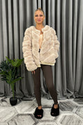 Luxury Faux Fur Long Sleeve Winter Coat in Beige