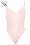 Underwire High Leg Lace Bodysuit in Blush