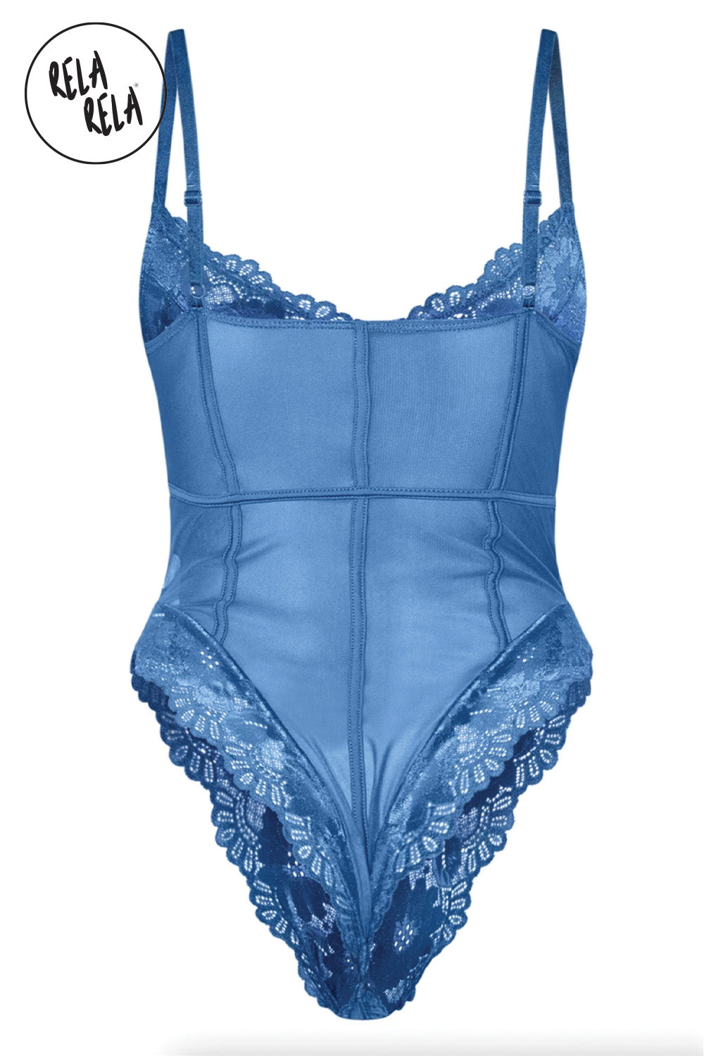 Underwire High Leg Lace Bodysuit in Petrol Blue