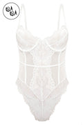 Underwire High Leg Lace Bodysuit in White