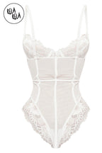 Underwire High Leg Lace Bodysuit in White