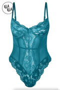 Underwire High Leg Lace Bodysuit in Emerald