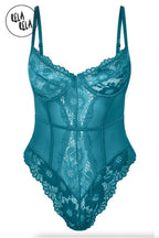 Underwire High Leg Lace Bodysuit in Emerald