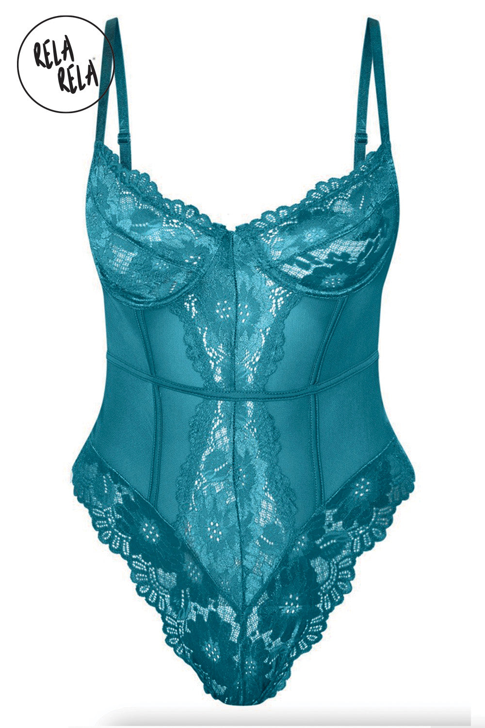 Underwire High Leg Lace Bodysuit in Emerald
