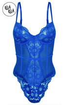 Underwire High Leg Lace Bodysuit in Royal Blue