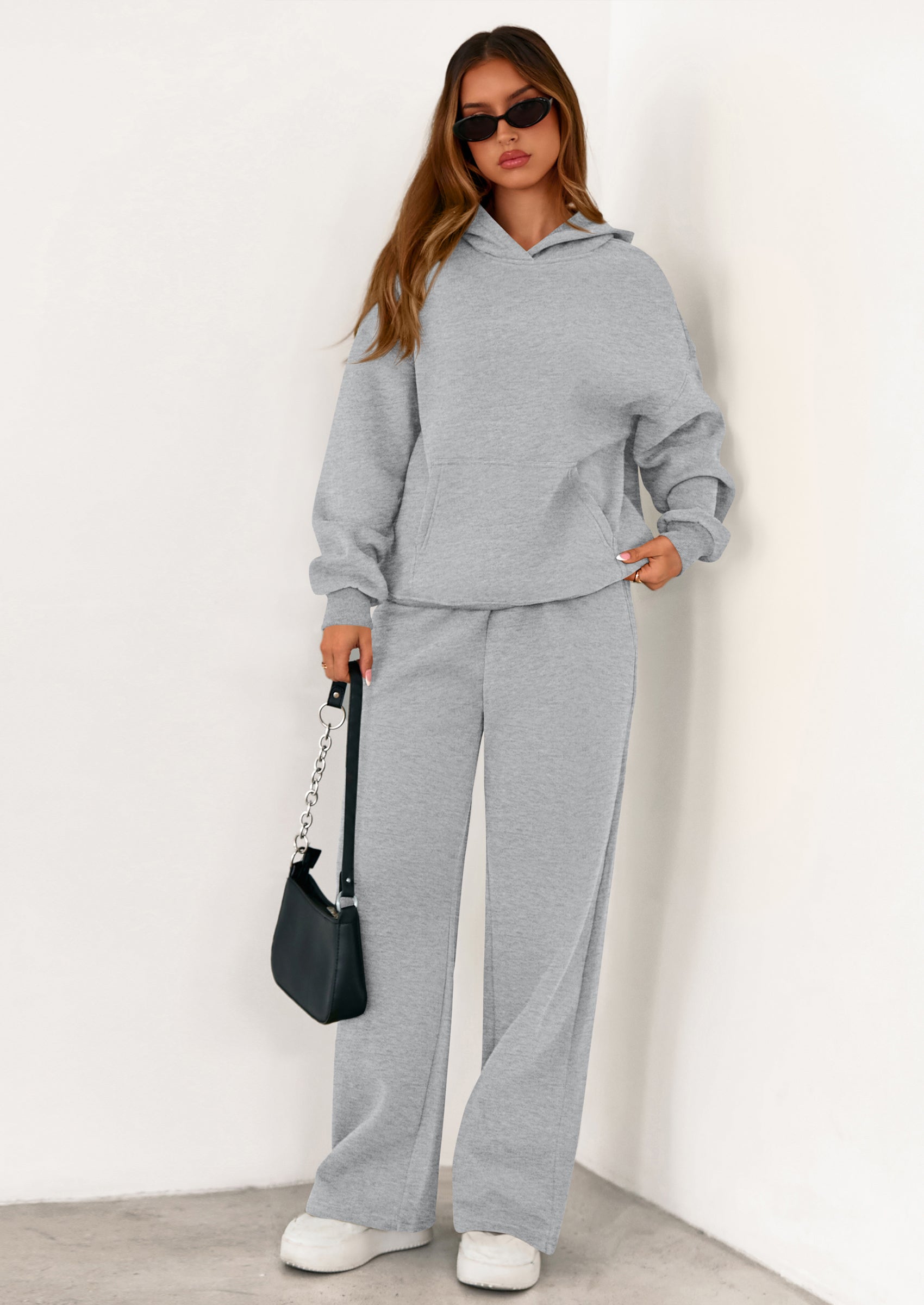 PRETTYGARDEN Women's 2 Piece Outfits Fall Sweatsuits Oversized Hoodies Wide Leg Sweatpants Tracksuits Lounge Matching Sets