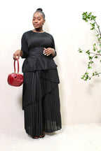 Elegant Black Pleated Set
