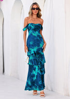 PRETTYGARDEN Women's Formal Cocktail Maxi Dresses Summer Off Shoulder Floral Mesh Bodycon Spring Wedding Guest Dress