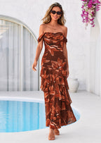 PRETTYGARDEN Women's Formal Cocktail Maxi Dresses Summer Off Shoulder Floral Mesh Bodycon Spring Wedding Guest Dress