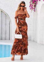 PRETTYGARDEN Women's Formal Cocktail Maxi Dresses Summer Off Shoulder Floral Mesh Bodycon Spring Wedding Guest Dress