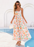 PRETTYGARDEN Womens Spring Boho Maxi Dress Eyelet Floral Long Flowy Sundresses Summer Beach Vacation Clothes