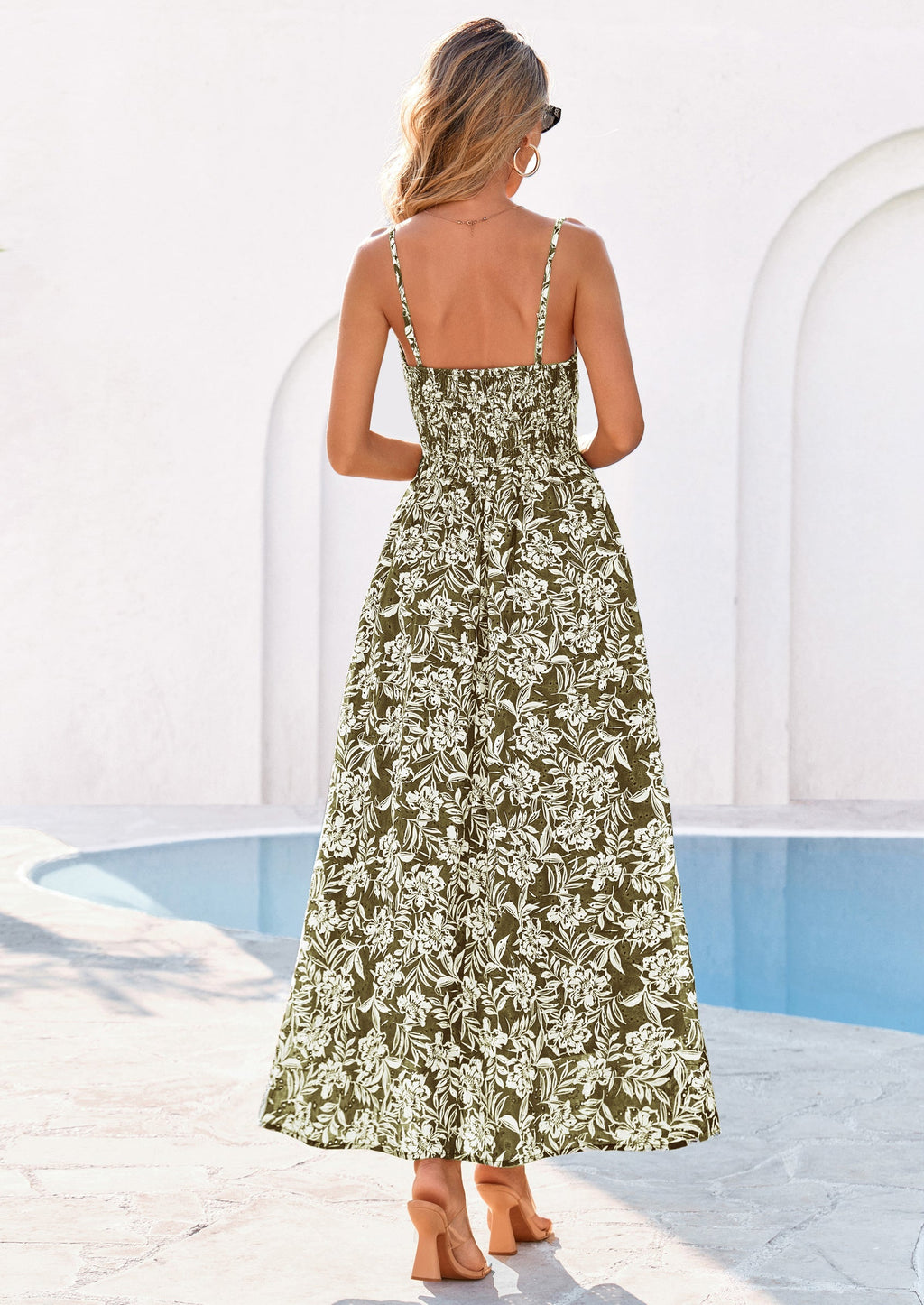 PRETTYGARDEN Womens Spring Boho Maxi Dress Eyelet Floral Long Flowy Sundresses Summer Beach Vacation Clothes