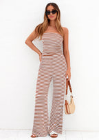 PRETTYGARDEN Summer Sets Women 2 Piece Outfits Matching Striped Loungewear Spring Airport Travel Beach Vacation Clothes