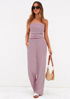 PRETTYGARDEN Summer Sets Women 2 Piece Outfits Matching Striped Loungewear Spring Airport Travel Beach Vacation Clothes