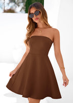 PRETTYGARDEN Women's Strapless Mini Summer Dress Spring A Line Tube Top Sundress Cocktail Party Short Dresses
