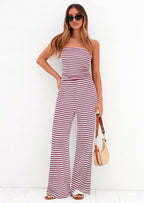 PRETTYGARDEN Summer Sets Women 2 Piece Outfits Matching Striped Loungewear Spring Airport Travel Beach Vacation Clothes