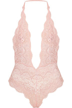 Lace Extreme Plunge French Knicker Shape Bodysuit in Blush