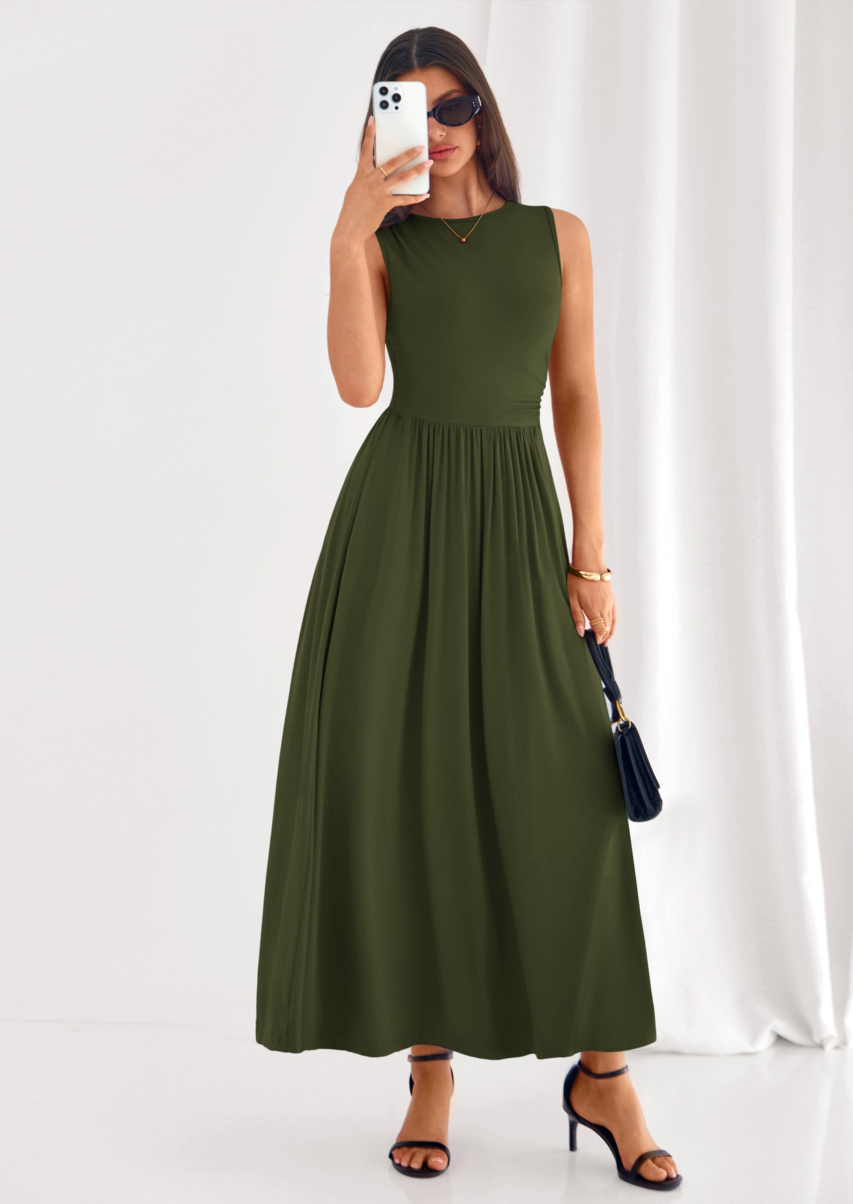 PRETTYGARDEN Summer Maxi Dresses for Women Sleeveless A Line Flowy Long Casual Sundress Wedding Guest Fashion Clothing