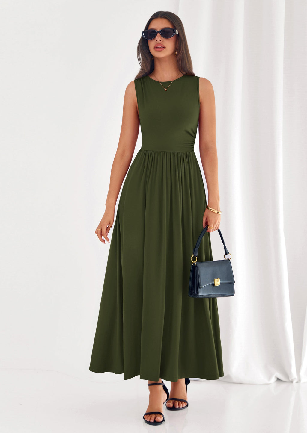 PRETTYGARDEN Summer Maxi Dresses for Women Sleeveless A Line Flowy Long Casual Sundress Wedding Guest Fashion Clothing