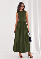 PRETTYGARDEN Summer Maxi Dresses for Women Sleeveless A Line Flowy Long Casual Sundress Wedding Guest Fashion Clothing