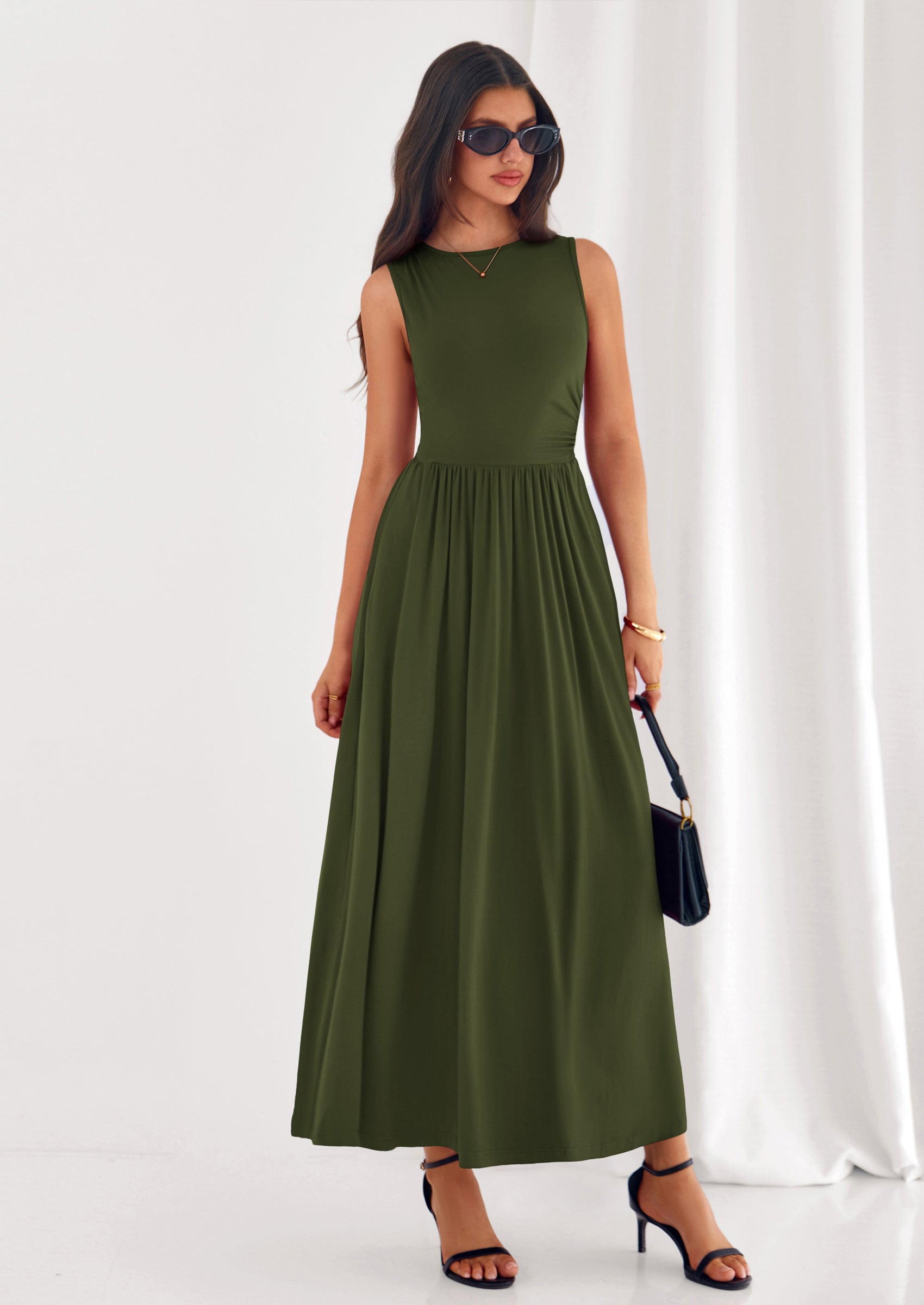 PRETTYGARDEN Summer Maxi Dresses for Women Sleeveless A Line Flowy Long Casual Sundress Wedding Guest Fashion Clothing