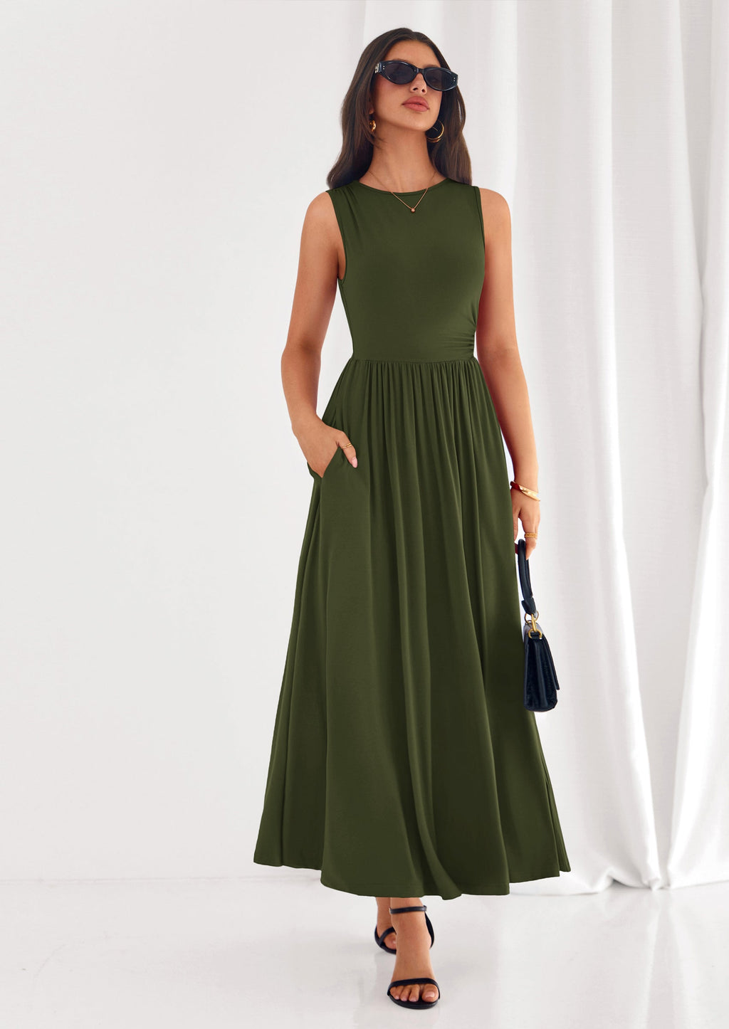 PRETTYGARDEN Summer Maxi Dresses for Women Sleeveless A Line Flowy Long Casual Sundress Wedding Guest Fashion Clothing