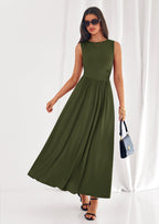 PRETTYGARDEN Summer Maxi Dresses for Women Sleeveless A Line Flowy Long Casual Sundress Wedding Guest Fashion Clothing