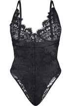 Lace Plunge Bodysuit in Black