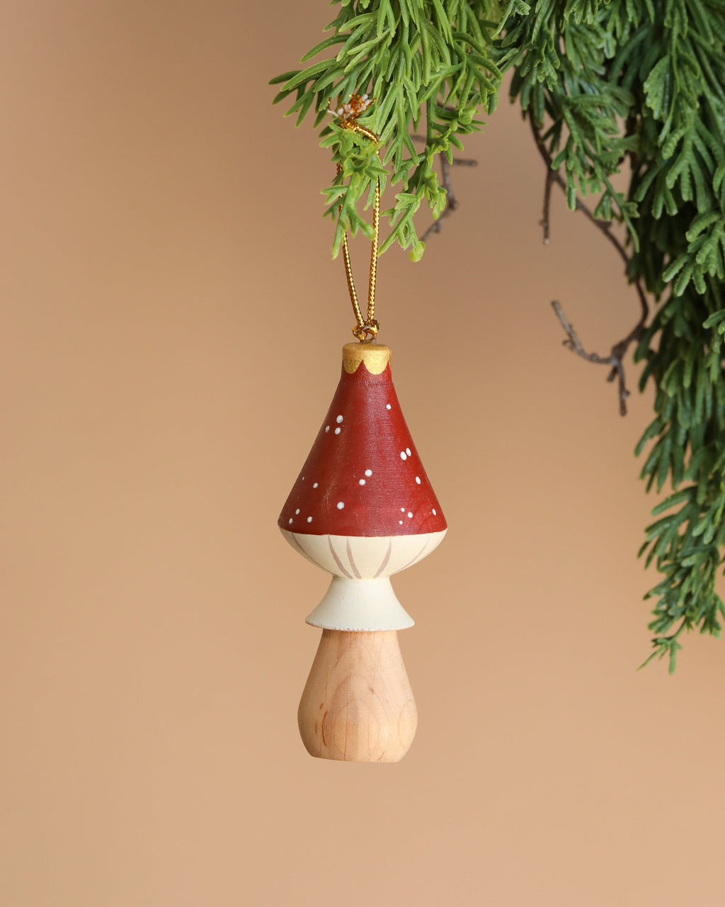 Handmade Wooden Mushroom Ornament