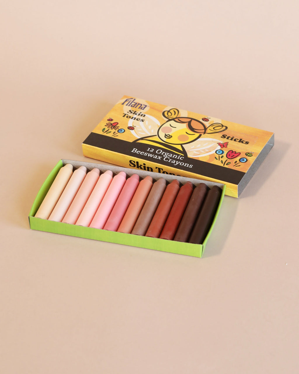 Organic Beeswax Crayons: 12 Skin Tones in Sticks