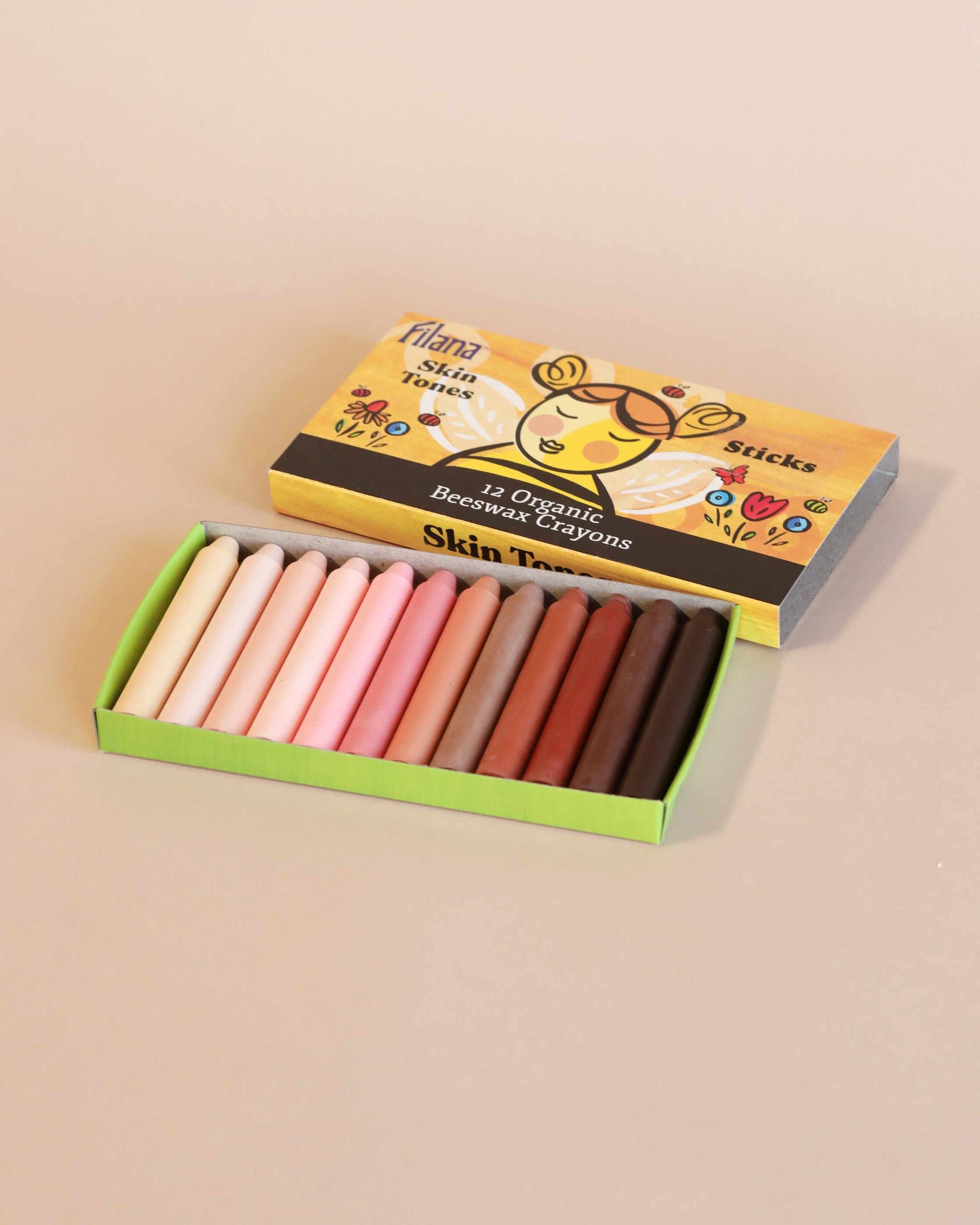 Organic Beeswax Crayons: 12 Skin Tones in Sticks