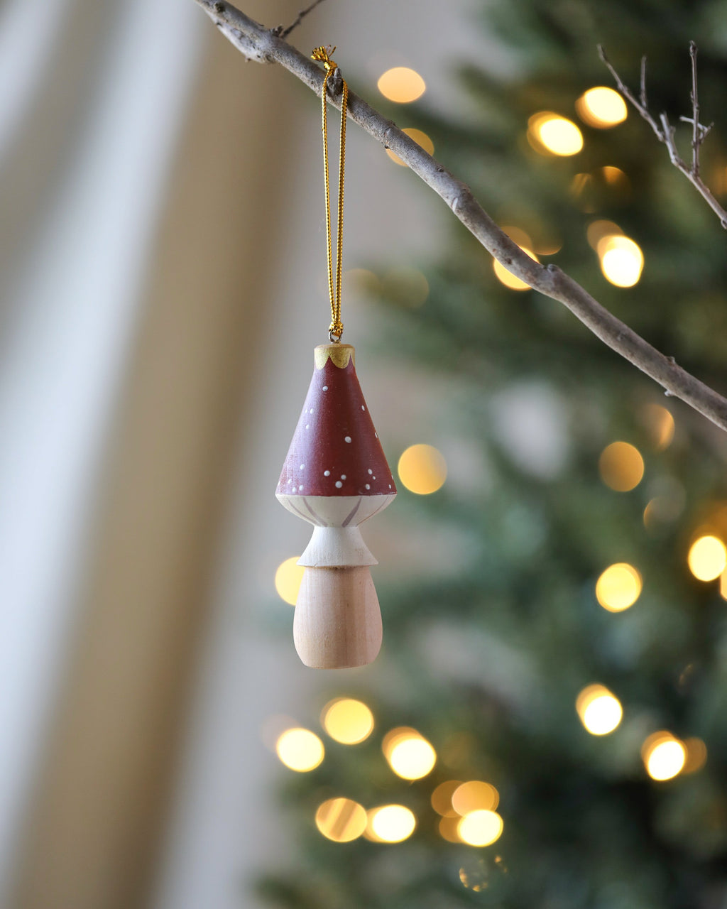 Handmade Wooden Mushroom Ornament