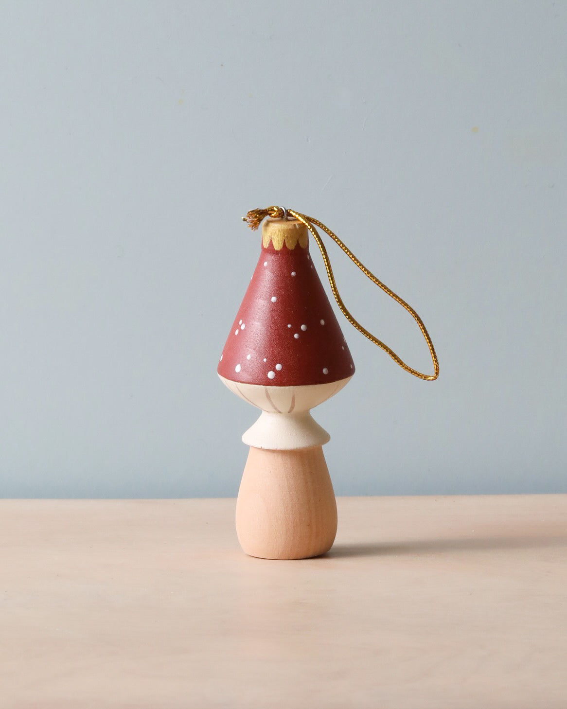 Handmade Wooden Mushroom Ornament