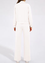 PRETTYGARDEN Women's 2 Piece Outfits Casual Lapel Half Zip Sweatshirts And Wide Leg Pants Tracksuit Sets