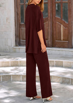 PRETTYGARDEN Women's 2 Piece Outfits Casual Short Sleeve Pullover Tops and Wide Leg Pants Lounge Sets Tracksuits
