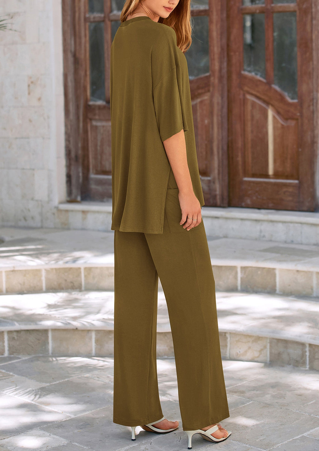 PRETTYGARDEN Women's 2 Piece Outfits Casual Short Sleeve Pullover Tops and Wide Leg Pants Lounge Sets Tracksuits