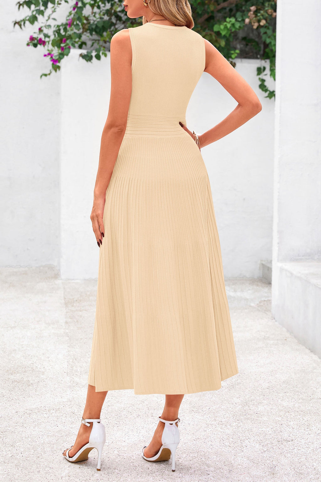 PRETTYGARDEN Spring Casual Dresses for Women Summer Business Work Midi Sleeveless A Line Pleated Cocktail Dress
