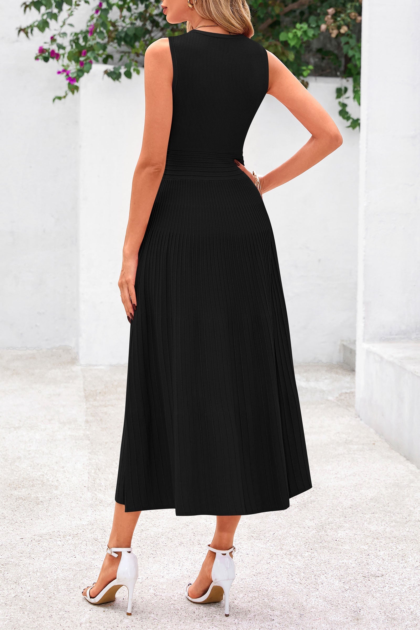 PRETTYGARDEN Spring Casual Dresses for Women Summer Business Work Midi Sleeveless A Line Pleated Cocktail Dress