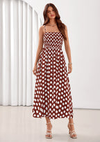 PRETTYGARDEN Womens Summer Dresses Spring Sleeveless Spaghetti Straps Casual Midi Dress Polka Dot Smocked Beach Sundress
