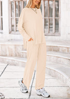 PRETTYGARDEN Women's Two Piece Lounge Sets Matching Long Sleeve Shirts Wide Leg Pants Tracksuits Travel Outfits Fall Clothes