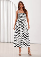PRETTYGARDEN Womens Summer Dresses Spring Sleeveless Spaghetti Straps Casual Midi Dress Polka Dot Smocked Beach Sundress