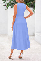PRETTYGARDEN Spring Casual Dresses for Women Summer Business Work Midi Sleeveless A Line Pleated Cocktail Dress
